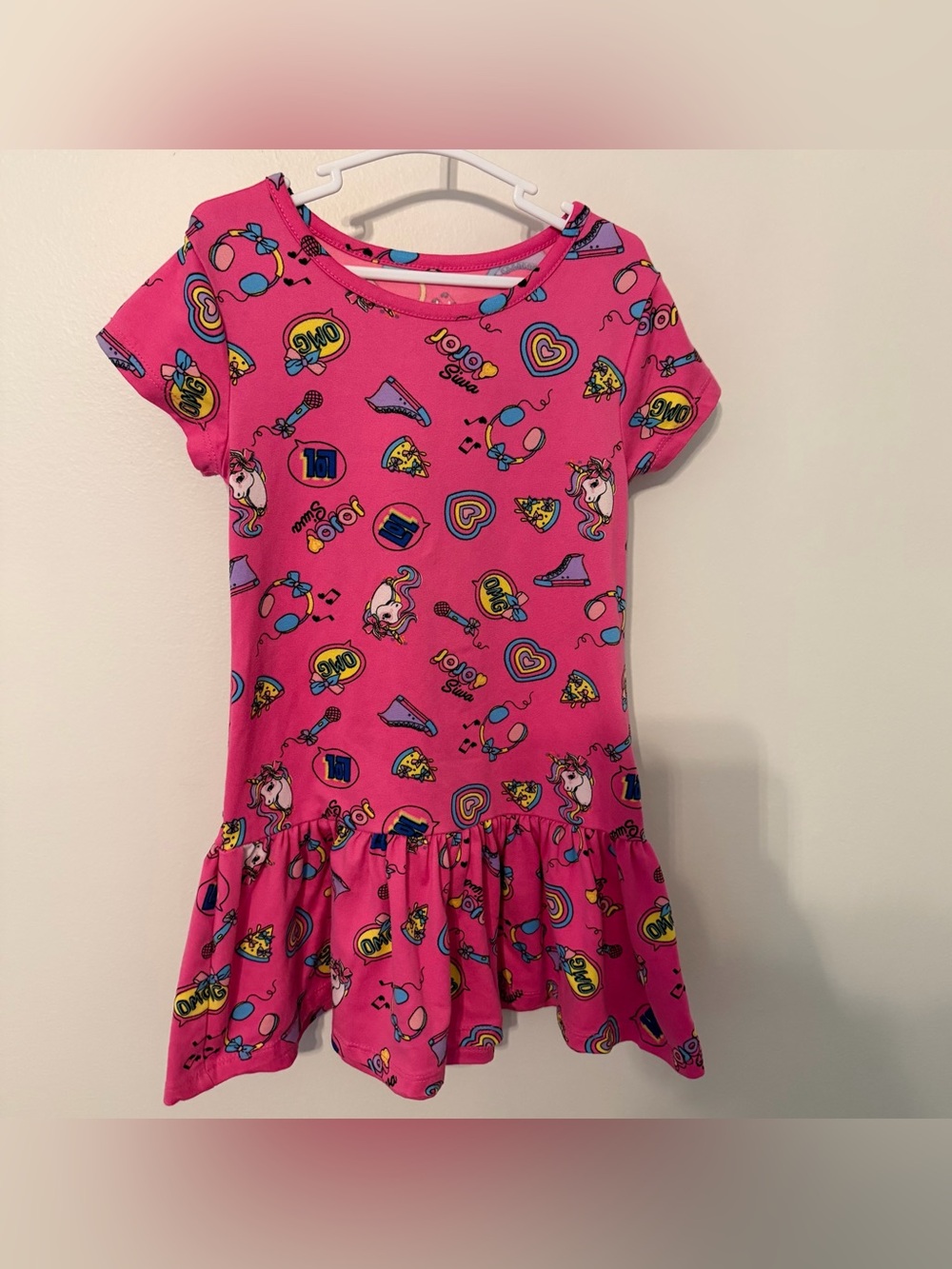 Nickelodeon Bright Vibrant Playful JoJo Siwa Print Unicorn Dress Girls XS (4-5)